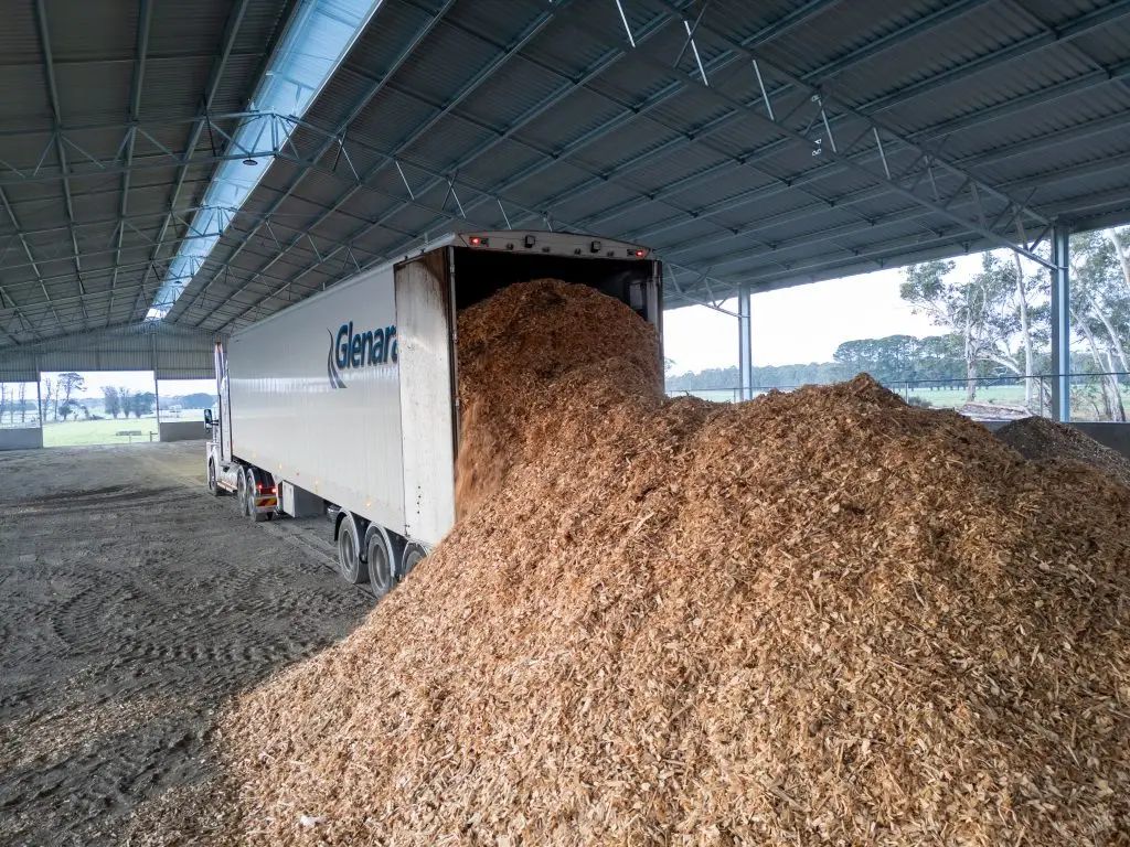 Glenara Transport Semi unloading animal bedding